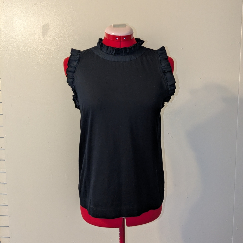 Banana Republic Black Ruffle Trim Sleeveless Blouse